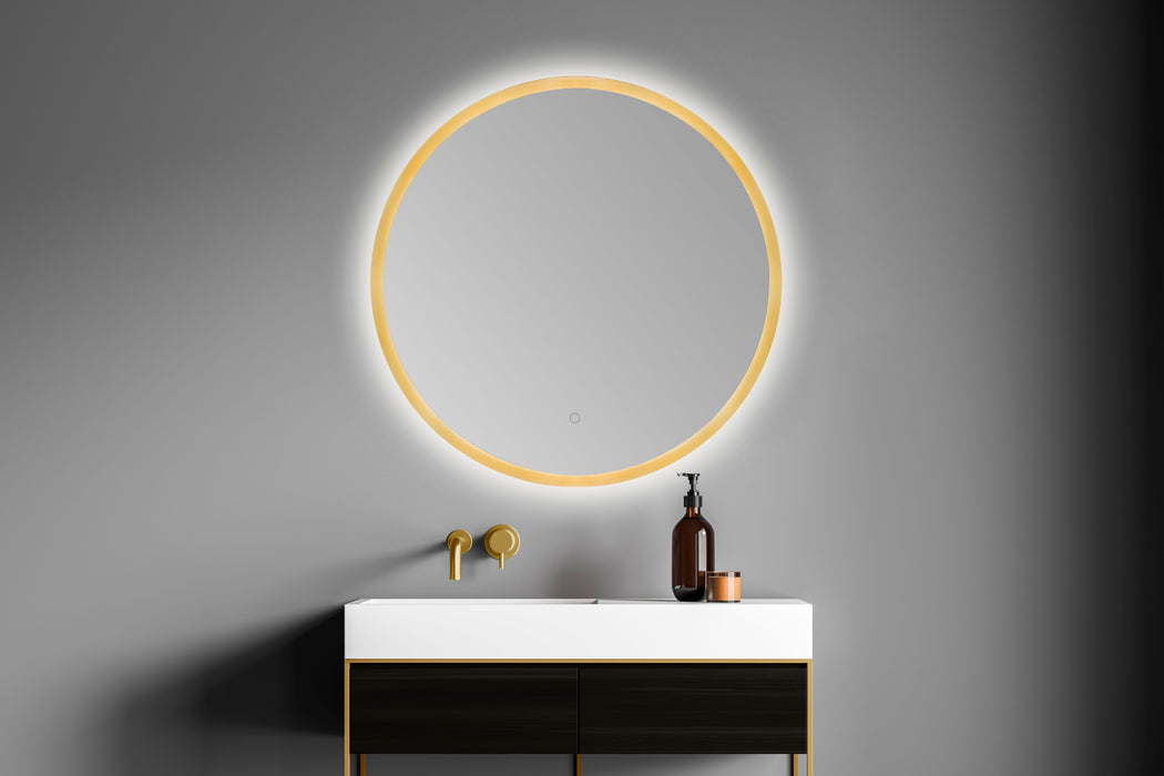 BATHSTAGE 68356 Round Backlit LED Mirror 80 cm Edge Gold Color