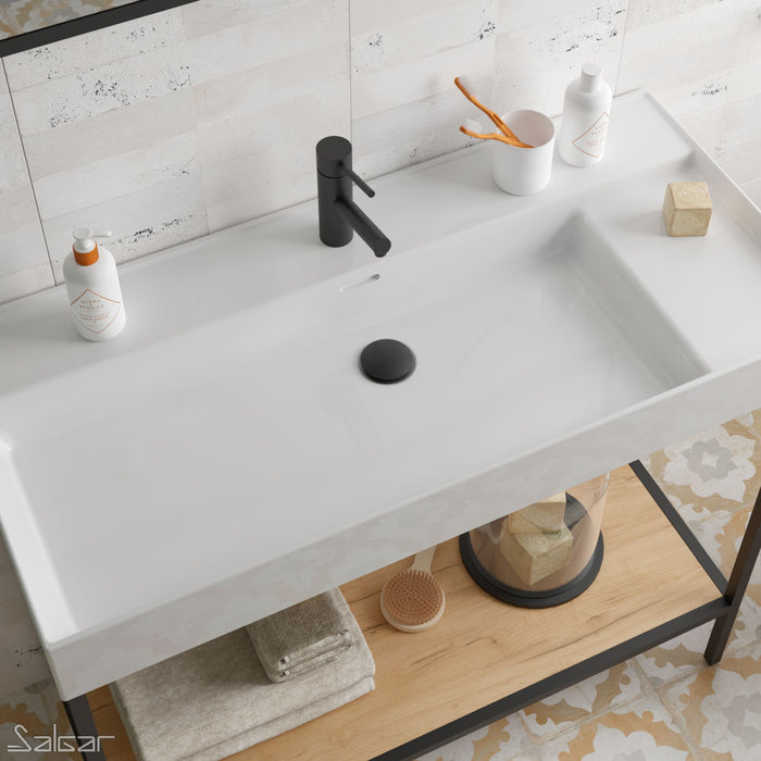 SALGAR 87728 VENETO Wall-Mounted Sink with Support 101 cm White Gloss