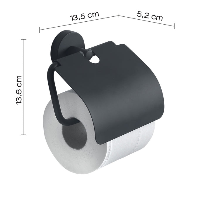 GEDY 23251400200 EROS Toilet Paper Holder With Matte Black Lid