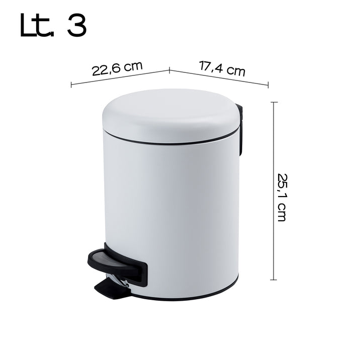 GEDY 32090200000 POTTY Trash Can With Lid 3L Matte White