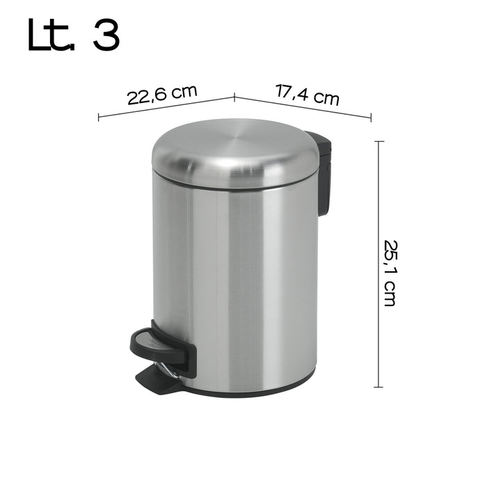 GEDY 32093800000 POTTY Trash Can With Lid 3L Brushed