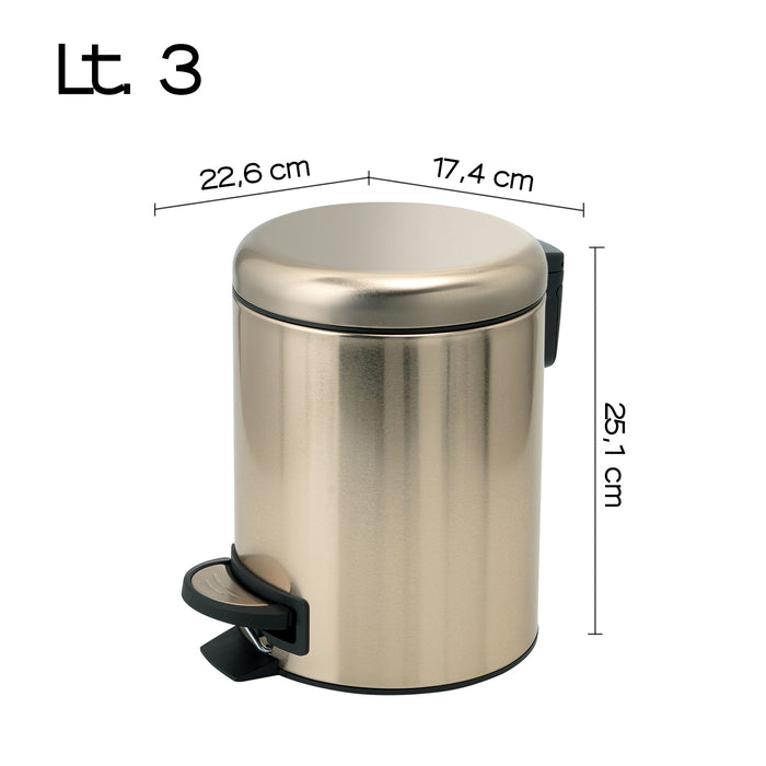 GEDY 32098700000 POTTY Trash Can With Lid 5L Matte Gold