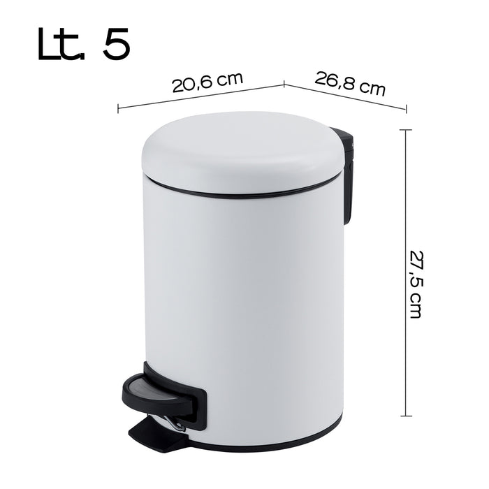 GEDY 33090200000 POTTY Trash Can With Lid 5L Matte White