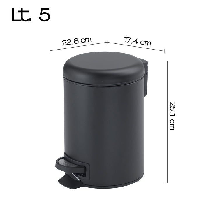 GEDY 33091400000 POTTY Trash Can With Lid 5L Matte Black