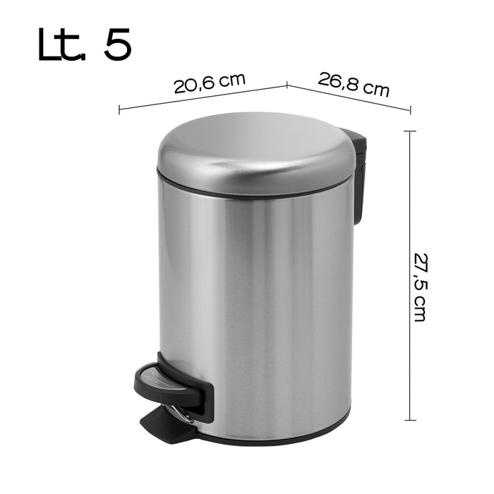 GEDY 33093800000 POTTY Trash Can With Lid 5L Brushed