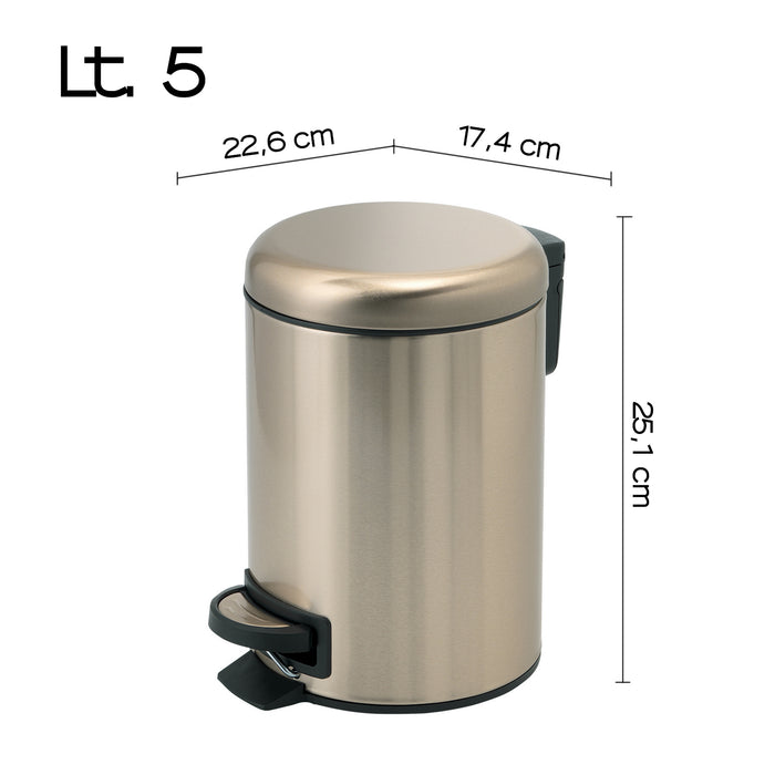 GEDY 33098700000 POTTY Trash Can With Lid 5L Matte Gold