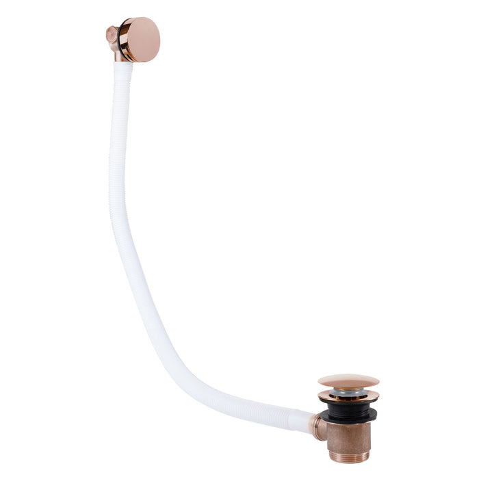 TRES 03453430OP COMPL_GRIFERIA Round Click-Clack Outlet and Filling Valve with Overflow for Bathtub 24K Rose Gold