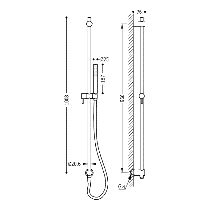 THREE 6193104 Kit Shower Bar