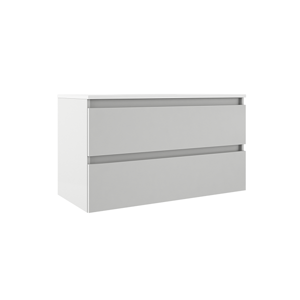 VISOBATH BOX Furniture + Suspended Sink 2 Drawers Glossy Snow White