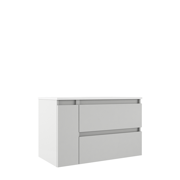 VISOBATH BOX Mueble+Lavabo Derecha 2C+1P Suspendido Blanco Nieve Brillo