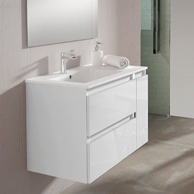 VISOBATH BOX Furniture+Washbasin 2C+1P Left Suspended Glossy Snow White