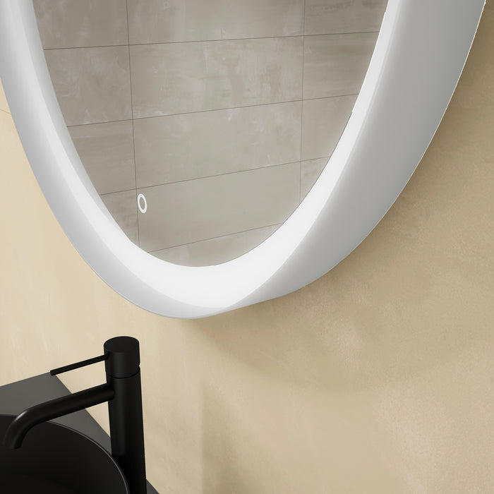 VISOBATH ALEXA Round Mirror with Backlit LED Light Touch Sensor Anti-Fog White