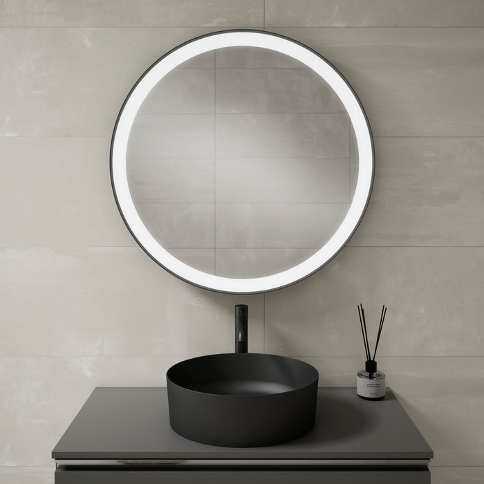 VISOBATH ALEXA Round Mirror with Backlit LED Light Black