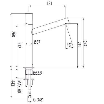 MAX-TRES 06120601 Grifo Lavabo Caño largo 5 a 7 Días Tres Grifería 
