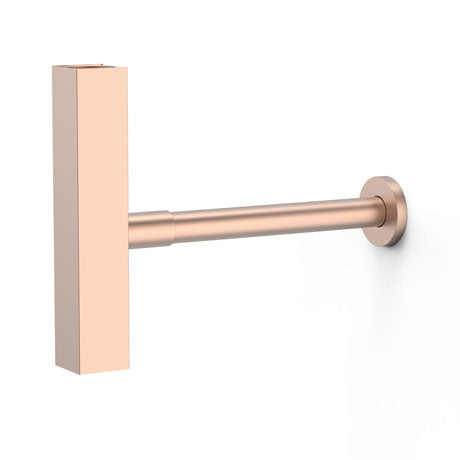 TRES 10710342OPM COMPL_GRIFERIA Inspectable Square Telescopic Siphon With Skirt For Basin Matte Rose Gold