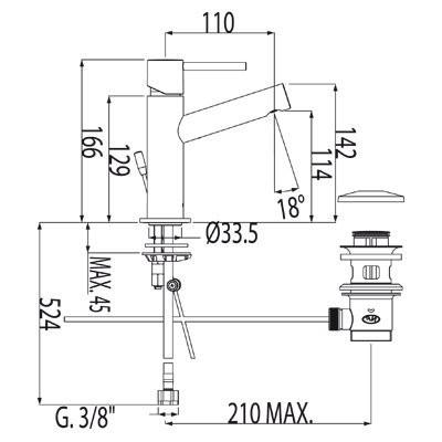 MAX-TRES 06210301D Grifo Lavabo C/Desagüe Automático 5 a 7 Días Tres Grifería 