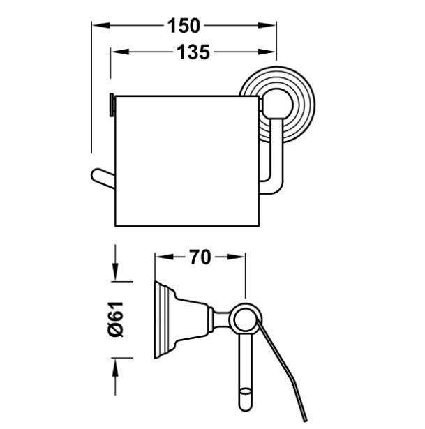 TRES-CLASIC 12423605LM Portarrollos con tapa
 Latón viejo Mate