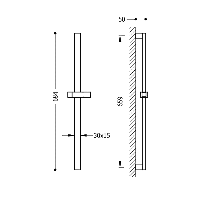 TRES 134516 Sliding Bar Brass