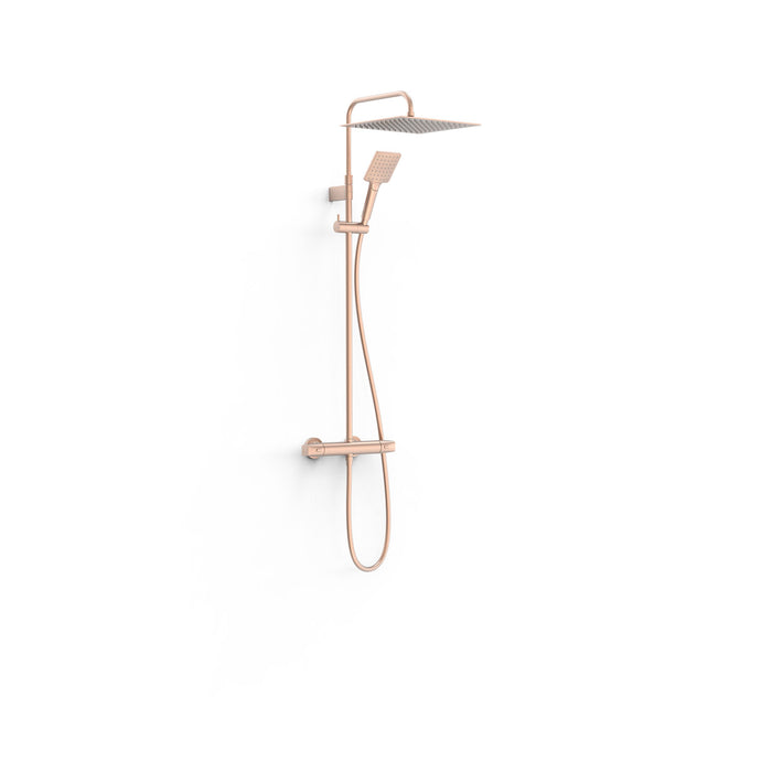 TRES 19038702OPM STUDY EXCLUSIVE 2-Way Wall-Mounted Thermostatic Shower Tap Set Matte Rose Gold