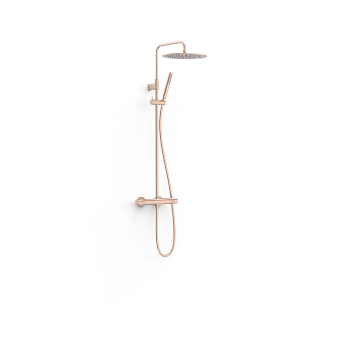 TRES 19039302OPM OVER-WALL 2-Way Wall-Mounted Thermostatic Shower Tap Set Matte Rose Gold