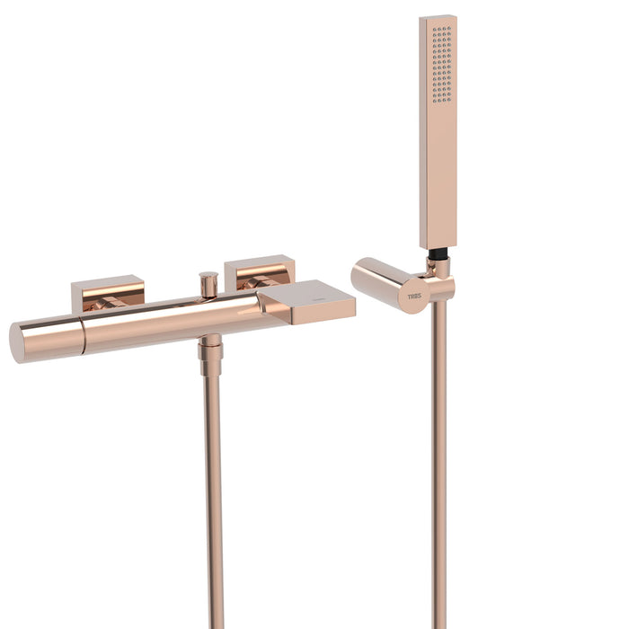TRES 21117001OP PROJECT-TRES Wall Mounted Mixer Tap for Bathtub and Shower 24K Rose Gold
