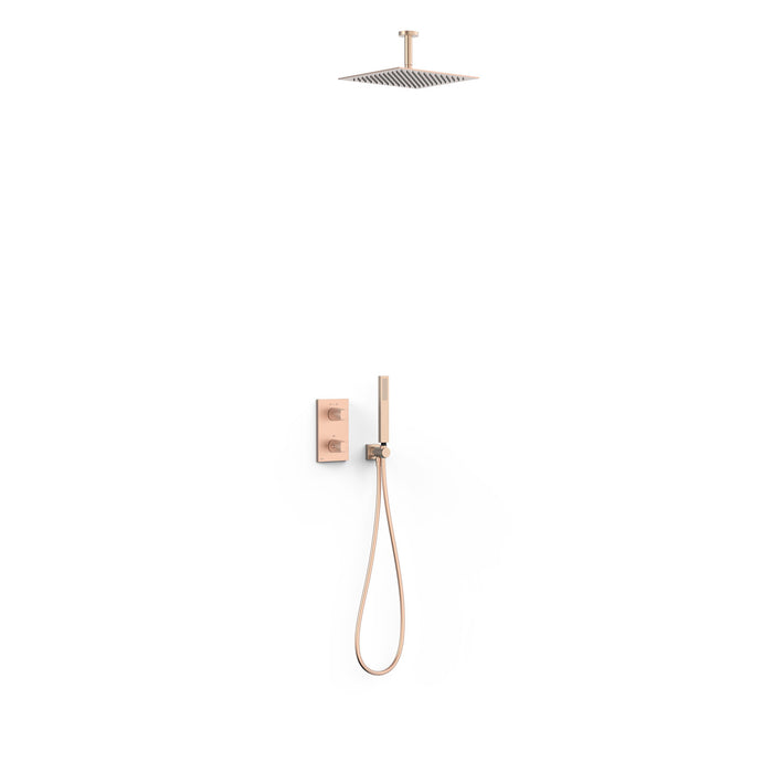 TRES 21125003OPM PROJECT-TRES Therm-Box 2-Way Built-In Thermostatic Tap Kit for Shower Matte Rose Gold