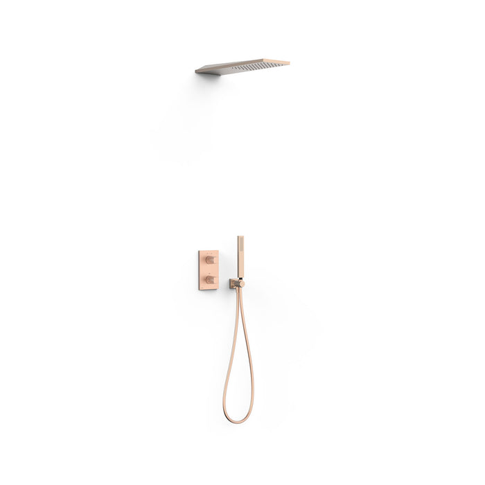 TRES 21125005OPM PROJECT-TRES Therm-Box 2-Way Built-In Thermostatic Tap Kit for Shower Matte Rose Gold