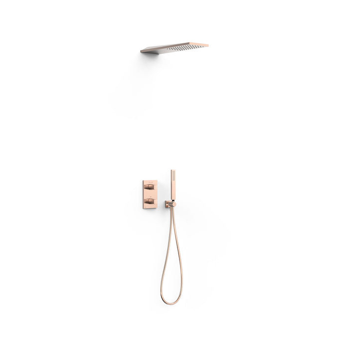 TRES 21125005OP PROJECT-TRES Therm-Box 2-Way Built-In Thermostatic Tap Kit for Shower 24K Rose Gold