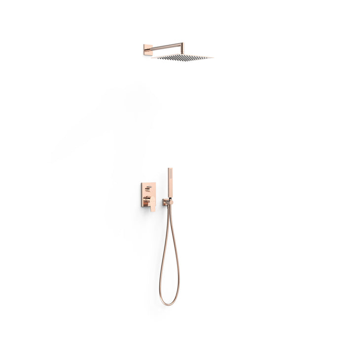 TRES 21128004OP PROJECT-TRES Rapid-Box 2-Way Recessed Single-Handle Tap Kit for Shower 24K Rose Gold
