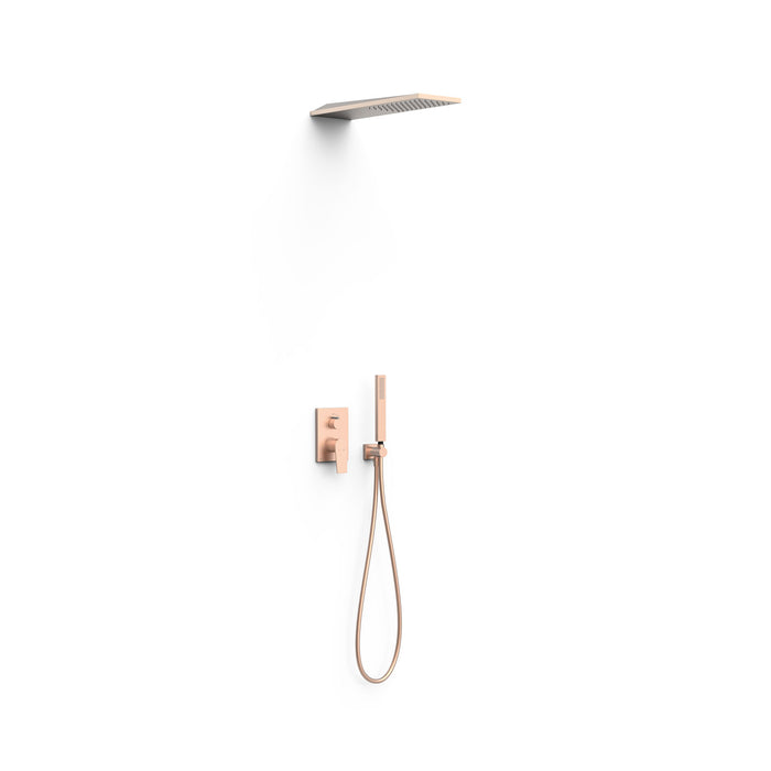 TRES 21128005OPM PROJECT-TRES Rapid-Box 2-Way Recessed Single-Handle Tap Kit for Shower Matte Rose Gold