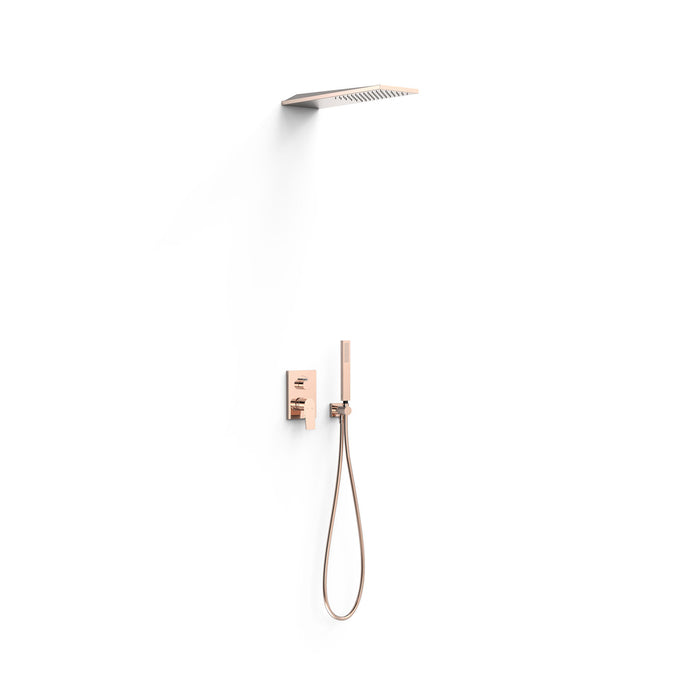 TRES 21128005OP PROJECT-TRES Rapid-Box 2-Way Recessed Single-Handle Tap Kit for Shower 24K Rose Gold