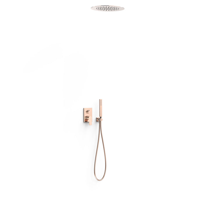TRES 21128006OP PROJECT-TRES Rapid-Box 2-Way Recessed Single-Handle Tap Kit for Shower 24K Rose Gold
