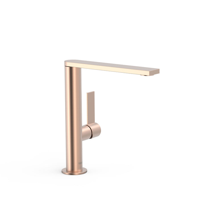 TRES 21130501OPM PROJECT-TRES Grifo Single Handle Tall With Side Handle For Lavabo Matte Pink Gold