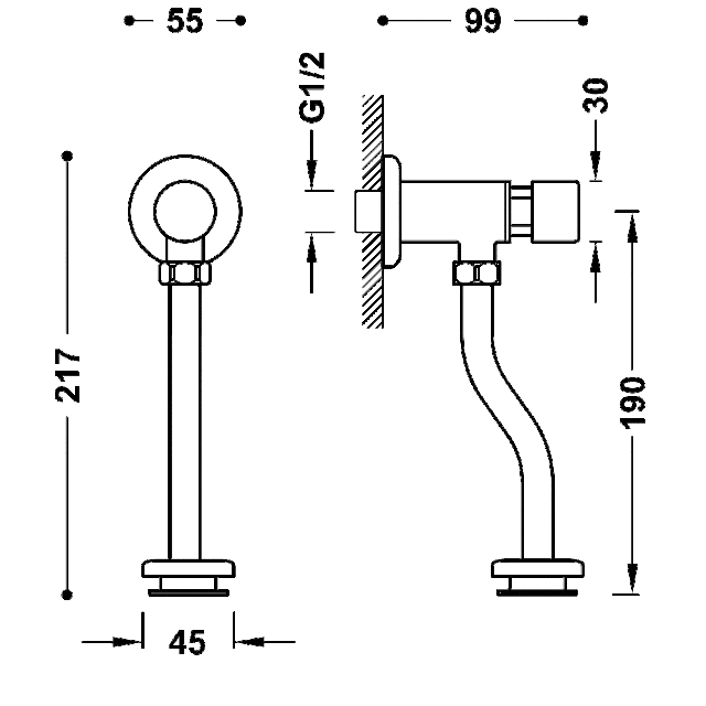 TRES 21220001 TEMPO Grifo Mural 1 Agua Urinario 7 a 10 Días Tres Grifería 