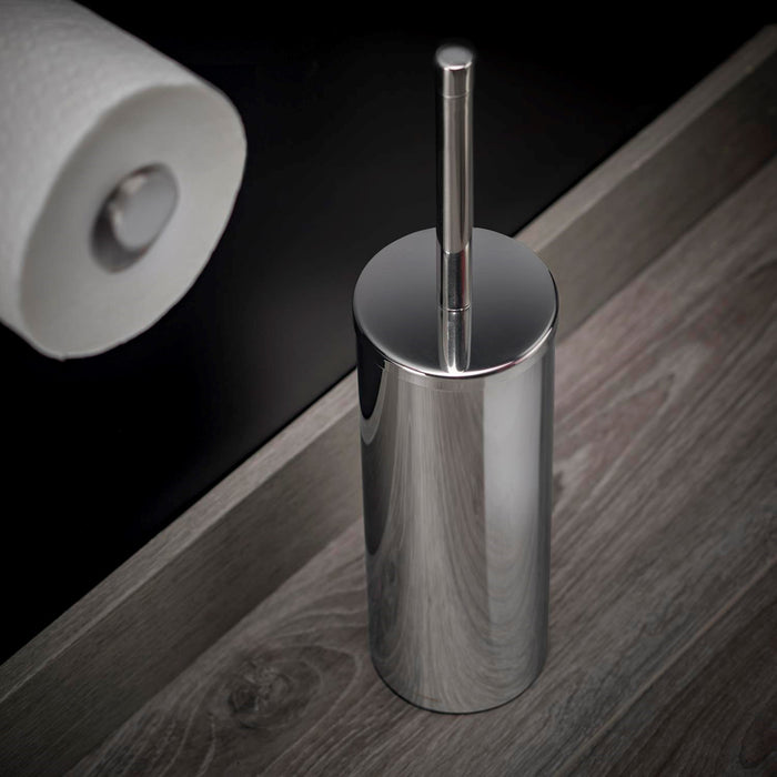 COSMIC 2260201 LOGIC Polished Stainless Steel Floor Toilet Brush Holder (9.2X9.4X38.6cm)