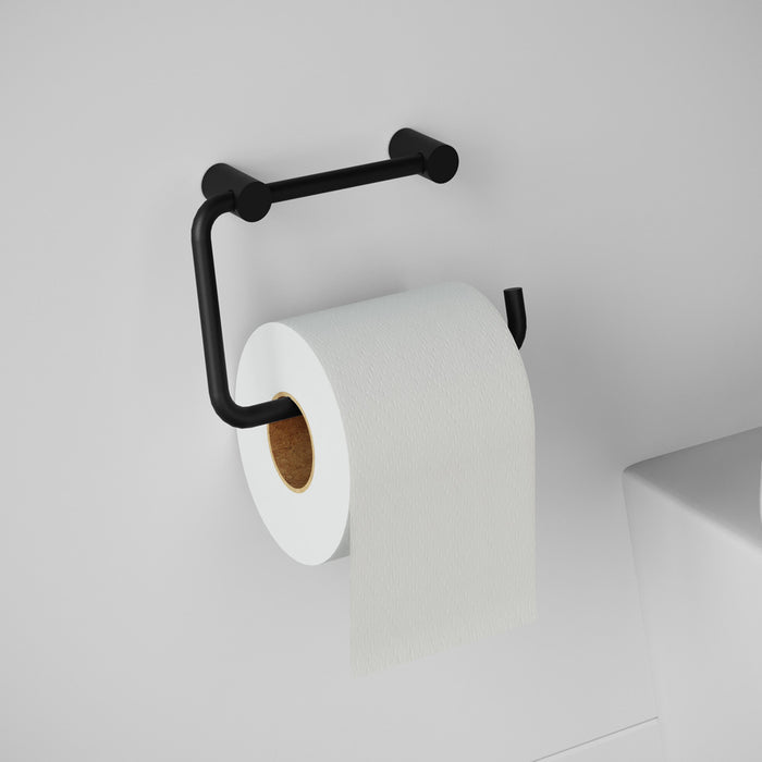 COSMIC 2263654 LOGIC Matte Black Toilet Roll Holder/Towel Rack