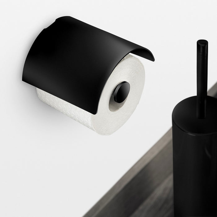 COSMIC 2263659 LOGIC Toilet Paper Holder With Lid Matte Black