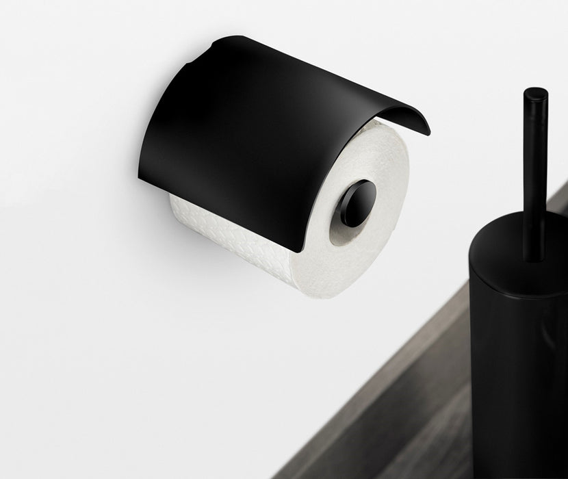 COSMIC 2263659 LOGIC Toilet Paper Holder With Lid Matte Black