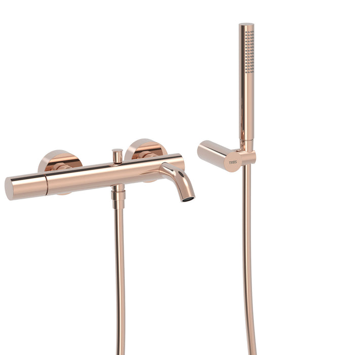 TRES 26117001OP STUDY EXCLUSIVE Wall Mounted Mixer Tap for Bathtub and Shower 24K Rose Gold