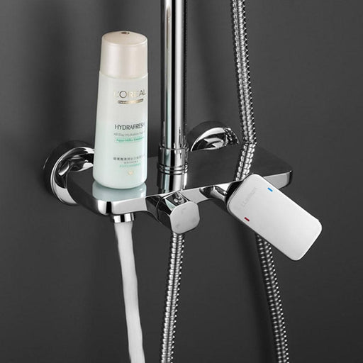 Grifo termostático para columna de ducha, con Caño. Con manetas de latón y  montura cerámica. Con indicador de temperatura – Llavisan