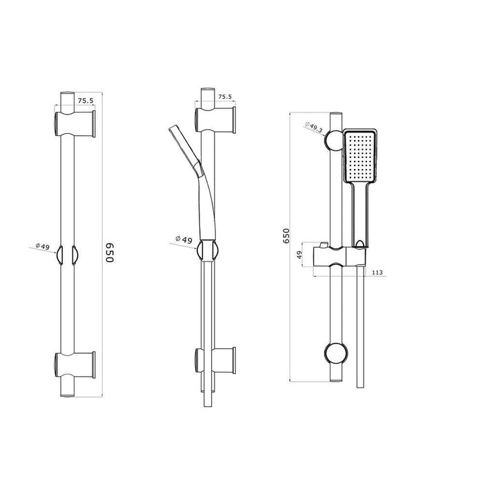 Kit de ducha de mano con 3 posiciones de hidromasaje BERLIN con barra ducha  y flexo de acero inoxidable – Llavisan