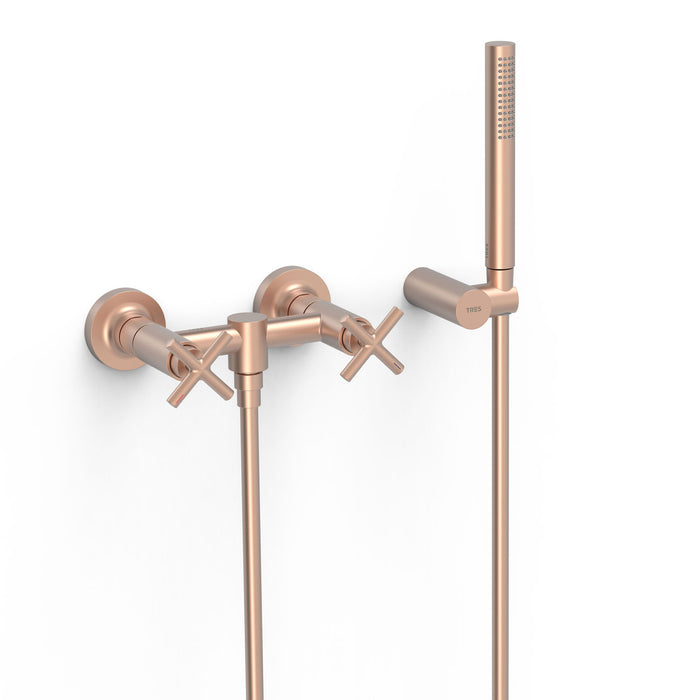 TRES 28316301OPM MONT BLANC Two-Handle Wall-Mounted Shower Tap Matte Rose Gold