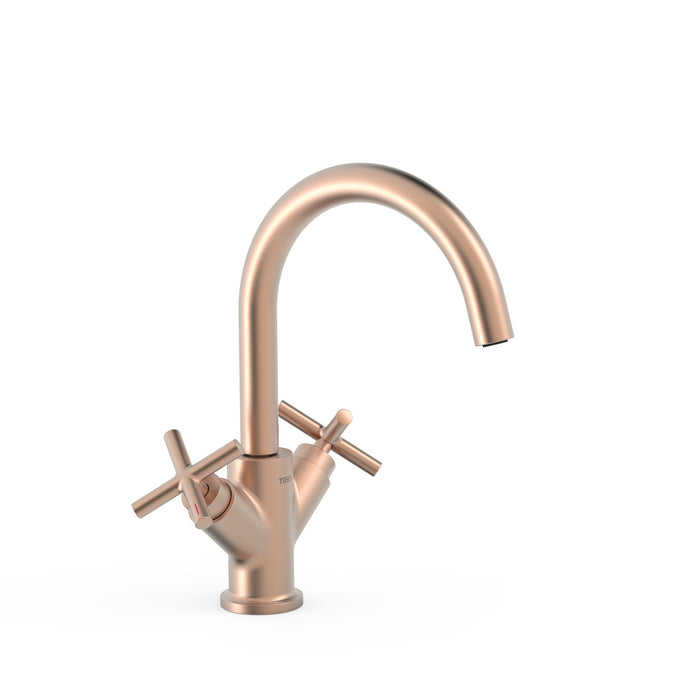 TRES 28320301OPM MONT BLANC Tall Two-Handle Sink Tap Matte Rose Gold