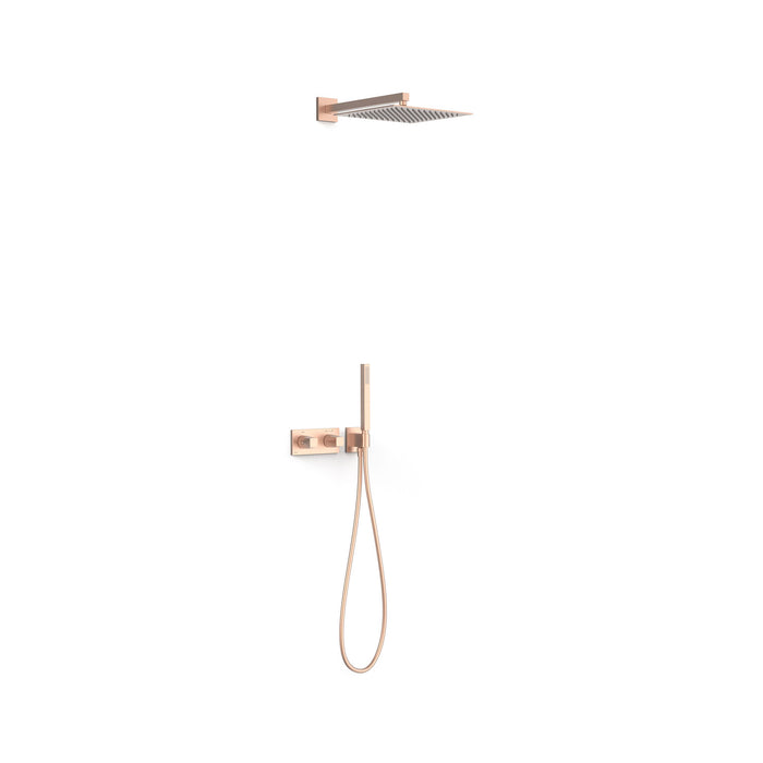 TRES 30725204OPM B-SYSTEM B-System 2-Way Built-In Thermostatic Shower Tap Kit Matte Rose Gold