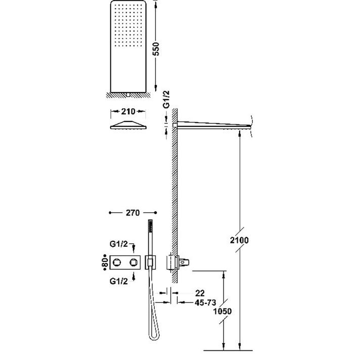 Grifo ducha termostático para instalación empotrada con acabado en cromo  Loft Roca