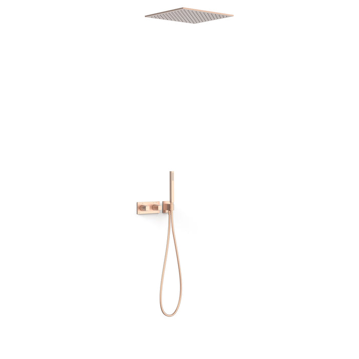 TRES 30725206OPM B-SYSTEM B-System 2-Way Built-In Thermostatic Shower Tap Kit Matte Rose Gold