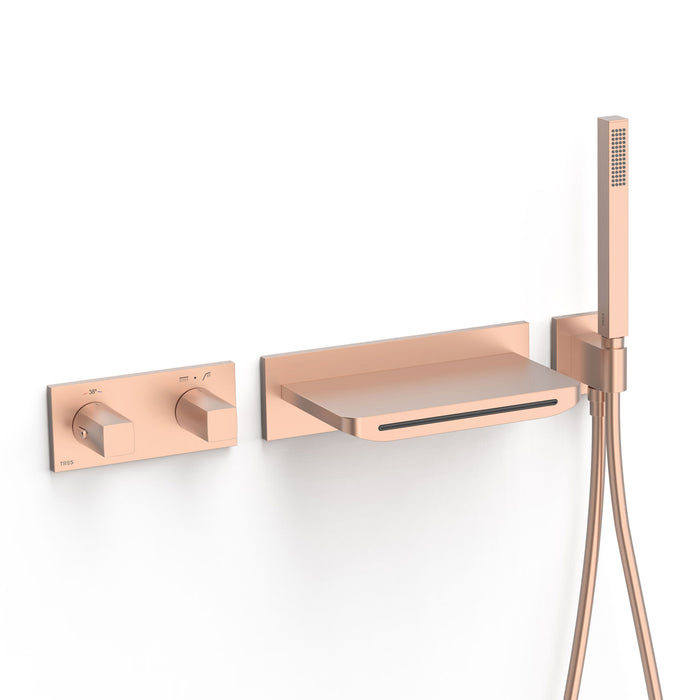 TRES 30725207OPM B-SYSTEM B-System 2-Way Built-In Thermostatic Tap Kit for Bathtub and Shower Matte Rose Gold