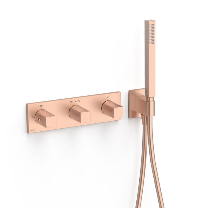 TRES 30725301OPM B-SYSTEM 3-Way Built-In Thermostatic Tap B-System Matte Rose Gold