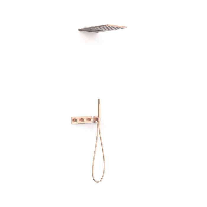 TRES 30725305OPM B-SYSTEM B-System 3-Way Built-In Thermostatic Shower Tap Kit Matte Rose Gold