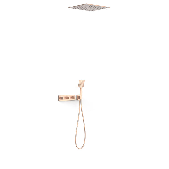 TRES 30725306OPM B-SYSTEM B-System 3-Way Built-In Thermostatic Shower Tap Kit Matte Rose Gold